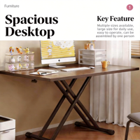 Mesa de Comedor Plegable 3 en 1 Multifuncional y Moderna, Escritorio para Computadora con Altura Ajustable y Ruedas Móviles para Apartamentos Pequeños