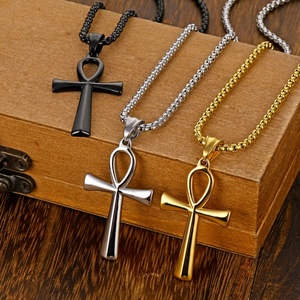 Colgante de Cruz Ankh al por mayor, Collar con Colgante de la Llave de la Vida Egipcia, Colgante de Cruz de Acero Inoxidable Dorado Barato - Product Image 6