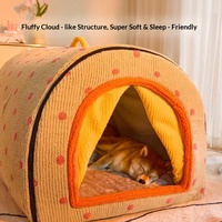 Lit pour chien en peluche, design de grotte confortable, ouverture en arche, doublure en polaire pour petits chiens et chats, maison chaude pour l'hiver