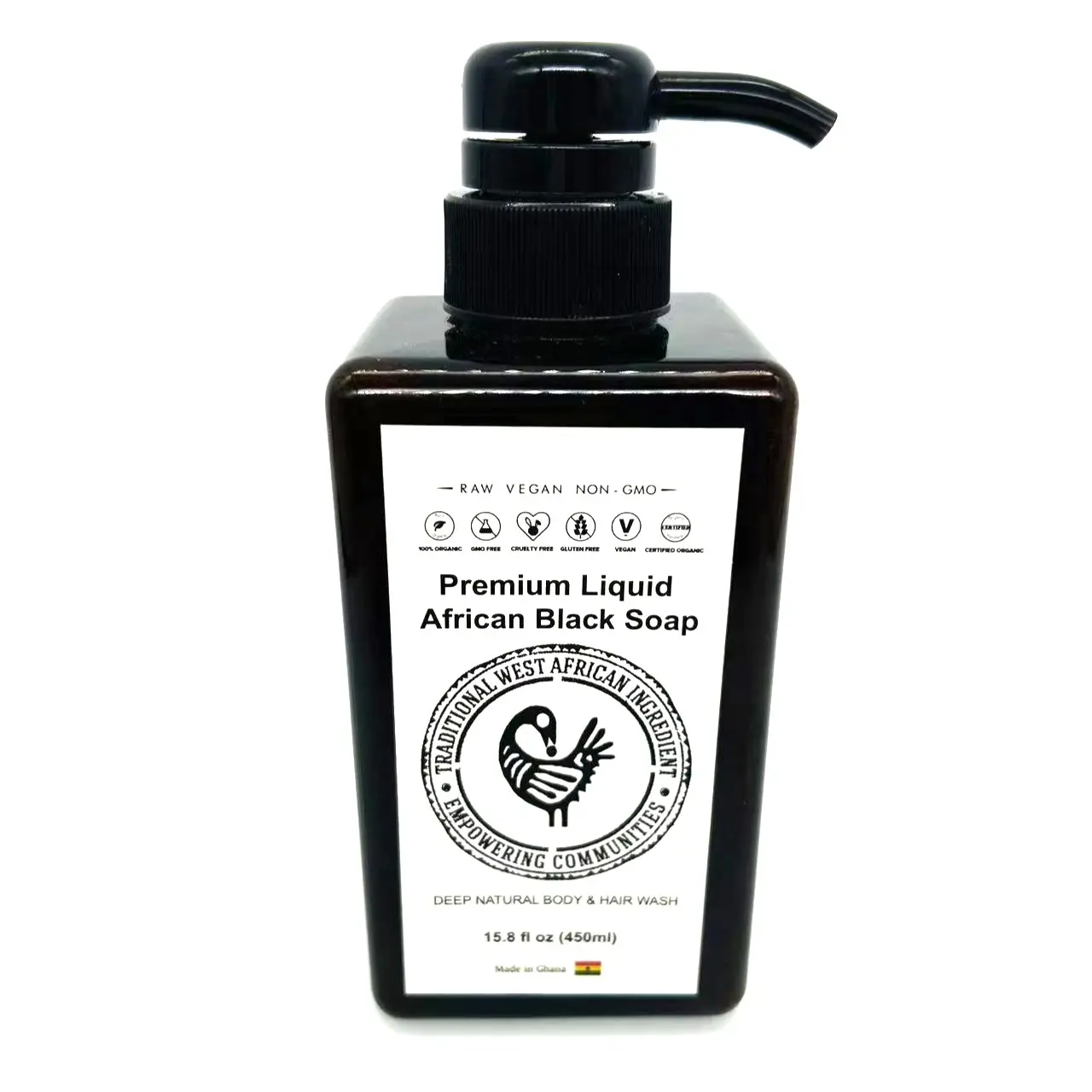 Сырое Африканское жидкое черное мыло 10 унций. 100% омолаживающее туалетное мыло для лица, Отбеливание тела, обычный размер