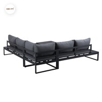 Ensemble de meubles d'extérieur BHR, canapé d'angle en aluminium blanc moderne en forme de L et table centrale