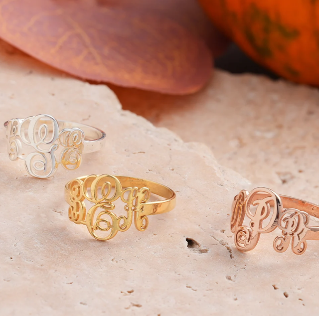 Customized Monogram Ring High Polished Initial Ring 316L Stainless Steel Letter Ring Maid of Honor Gift