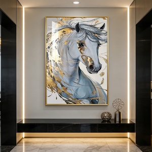 Peinture sur Porcelaine Cristalline Personnalisée Cheval, Impression HD Luxe Moderne, Décoration Murale LED pour Salon, Décoration Intérieure - Product Image 5