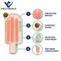 Grattoir à chat pour toilettage autonome, forme de bâtonnet de glace, poils roses, cadre vert menthe, fixation sur pied de table, boule de catnip, 600g