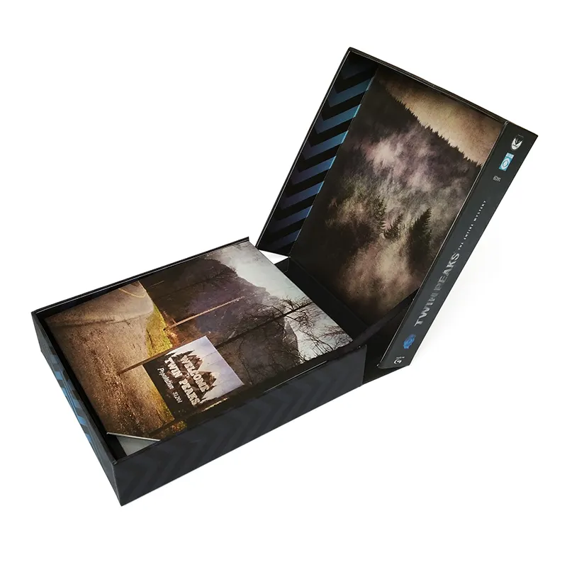 Personalizado de la cubierta de cartón rígido CD de música conjunto de almacenamiento de papel de embalaje de regalo de libro de estilo magnético caja