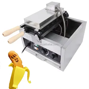 Máquina de fazer waffles em forma de banana, mini máquina de waffles em forma de banana, máquina de comida de rua com marcação CE