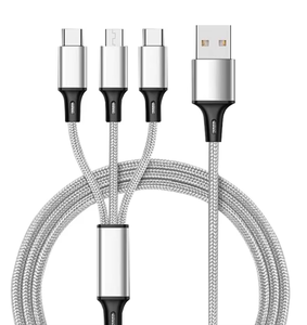 Cable <span class=keywords><strong>de</strong></span> <span class=keywords><strong>Datos</strong></span> Multifunción 3 en 1 Tipo C <span class=keywords><strong>de</strong></span> Nailon con Carga Rápida USB, Cable <span class=keywords><strong>de</strong></span> Carga con Tejido <span class=keywords><strong>de</strong></span> Aleación <span class=keywords><strong>de</strong></span> Zinc para Apple y Android - Product Image 2