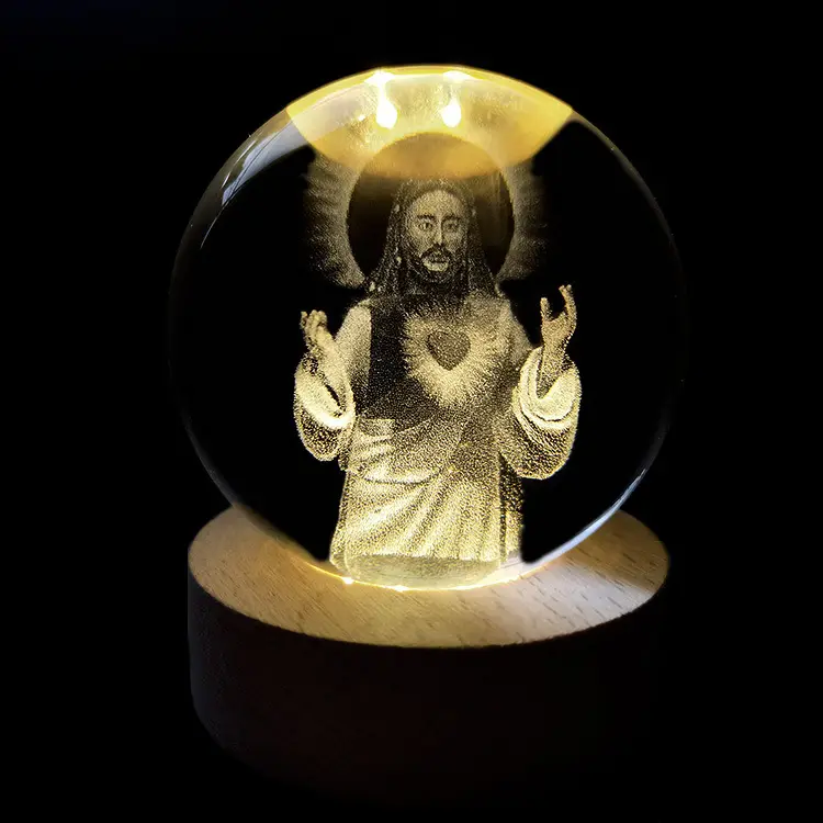 크리스탈 하이 퀄리티 크리스탈 볼 램프의 명예 나무베이스 종교 빛나는 3D 레이저 공