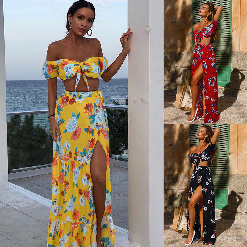 Shop Our 2020 Floral Print Crop Top Long Dresses for Summer