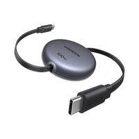 Câble USB-C rétractable Ugreen 100W Nexode, charge rapide, transfert de données, rotatif, noir, 1m, pour iPhone, MacBook, iPad