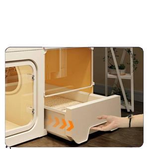 Panoramisch kattenvak van stof, rechthoekig, extra groot, ruim, binnenkattenkooi, geïntegreerd kattentoilet, kattenhuis, hondenhok - Product Image 5