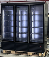 Réfrigérateur vitrine à double température à refroidissement direct à 3 portes avec portes en verre, machine à crème glacée