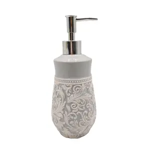 Eco friendly Airless Elegant Carved Pattern Ceramic Lotion Bottle Dispenser