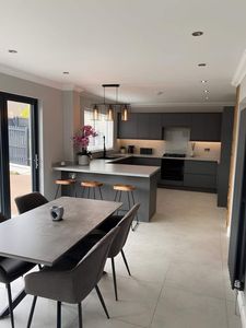 CBMmart Modern Matte Grey <strong>Kitchen</strong> Cabinet Set Custom <strong>Flat</strong> <strong>Pack</strong> Modular <strong>Kitchen</strong> With Quartz Countertop Handleless - Product Image 2