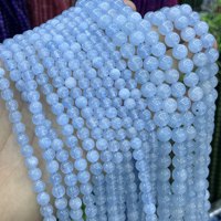 Perles rondes en aquamarine bleu ciel, pierres naturelles polies, accessoires de perlage DIY, nouveautés, vente directe d'usine