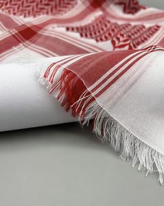 Arabic Shemagh Keffiyeh Scarf 100% Premium Cotton Large 47"x47" with Tassels Men's Tactical Desert Wrap Breathable & Soft Red - Product Image 2
