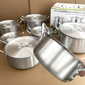 Chất lượng cao 14-Piece nhôm nấu ăn chậu và chảo lớn Cookware Set chà nhám bếp súp nồi với nắp sâu Chứng Khoán nồi - Product Image 4