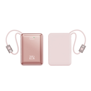 10000mAh Mini Power Bank with Built-in Braided Type-<b>C</b> Cables, 22.5W Fast <b>Charging</b> Electroplated Finish Portable Charger - Product Image 1
