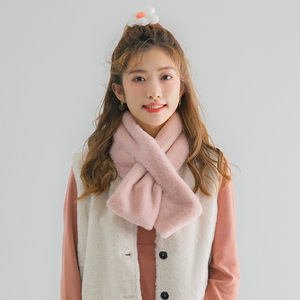 Écharpe longue <span class=keywords><strong>en</strong></span> peluche pour femme, couleur unie, <span class=keywords><strong>fausse</strong></span> <span class=keywords><strong>fourrure</strong></span> de lapin, polyester, <span class=keywords><strong>snood</strong></span> chaud d'hiver, prêt à être expédié - Product Image 3