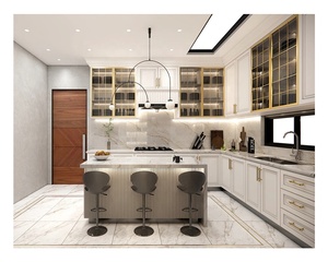 บานพับแบบนุ่มหรูหราตู้ไม้ตู้ไม้โอ๊คสีขาวตู้ครัวครัวสมบูรณ์แบบทันสมัย - Product Image 1