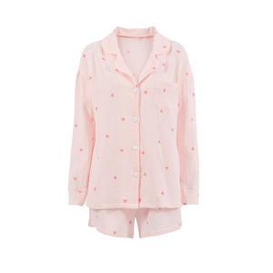 Abbigliamento da donna per la casa 2 pezzi set stampa pigiami <span class=keywords><strong>a</strong></span> manica lunga completi <span class=keywords><strong>femminili</strong></span> in cotone con Shorts estivi Casual - Product Image 6