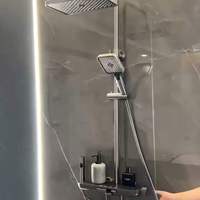 Ensemble de robinetterie de douche murale gris, chaud et froid, pour salle de bain, style piano