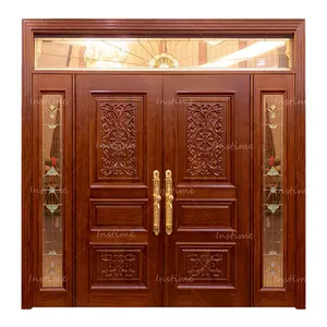 Instime लक्जरी उच्च गुणवत्ता नक्काशीदार दरवाजे ठोस लकड़ी के दरवाजे के लिए मुख्य दरवाजा विला के लिए सबसे अच्छी कीमत पर