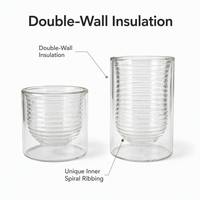 Tasse à café en verre borosilicate à double paroi, avec intérieur ondulé unique, mug isolant pour expresso, thé, eau, 60 ml, 110 ml