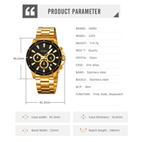 Reloj de Cuarzo para Hombre SKMEI 2295 con Función de Cronómetro, Correa de Acero Inoxidable, Caja de Aleación de Zinc, Resistente al Agua 30M, Reloj de Pulsera Ejecutivo