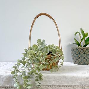 <b>Small</b> Rattan and Bamboo <b>Basket</b> Vintage Bohemian Storage <b>Basket</b> Natural Handmade Woven Decor Vietnam - Product Image 3