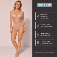 Soutien-gorge en dentelle grande taille à fermeture avant sans armatures, bonnet 3/4, dos nageur, push-up, pour femmes à forte poitrine, sous-vêtements, OEM, personnalisé, vente en gros