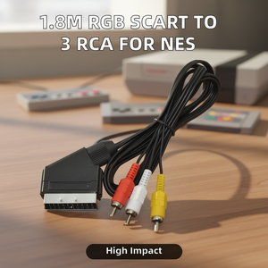 Câble <span class=keywords><strong>AV</strong></span> DAJIANG OEM personnalisé 1,8 m RGB Scart vers 3 RCA avec <span class=keywords><strong>adaptateur</strong></span> de prise CC, connecteur audio-vidéo pour console de jeu NES - Product Image 2