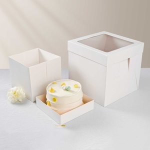 Sunshine Custom Cake <b>Box</b> with Ribbon Handle Board 8 10inch Cake Packaging with Window Cake Packaging <b>Box</b> - Product Image 2