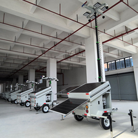 Tour d'éclairage solaire, mât télescopique électrique, tour d'éclairage mobile alimentée par énergie solaire avec CCTV, exploitation minière