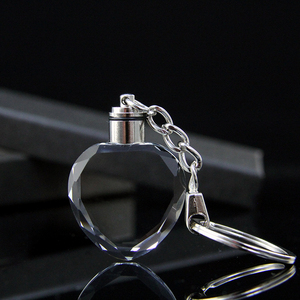 Wholesale Blank Wedding Birthday Gift Box Packing Crystal Heart LED Light Keychain for Laser Engraved Machine