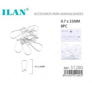 Ganci per orecchini ILAN 0,7x33 mm argento 8 pezzi per la creazione di gioielli - Product Image 3