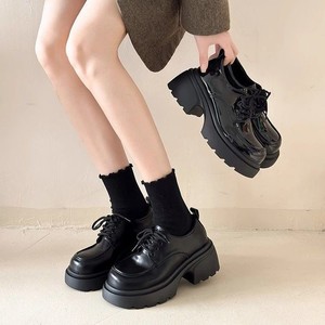 Women Breathable Lace up <b>Height</b> <b>Increasing</b> Single Shoes for Autumn Thick Soled Leather Platform Dress Shoes - Product Image 1