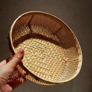 <b>Bamboo</b> Woven Fruit Basket Round 22X22X8 Cm For Kitchen Food Storage - Product Image 2
