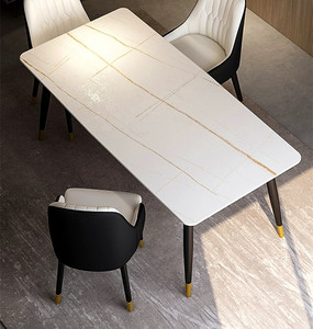 Ensemble de table à manger en marbre pour combinaison de 6 chaises table de riz minimaliste moderne ménage petit appartement table télescopique - Product Image 2