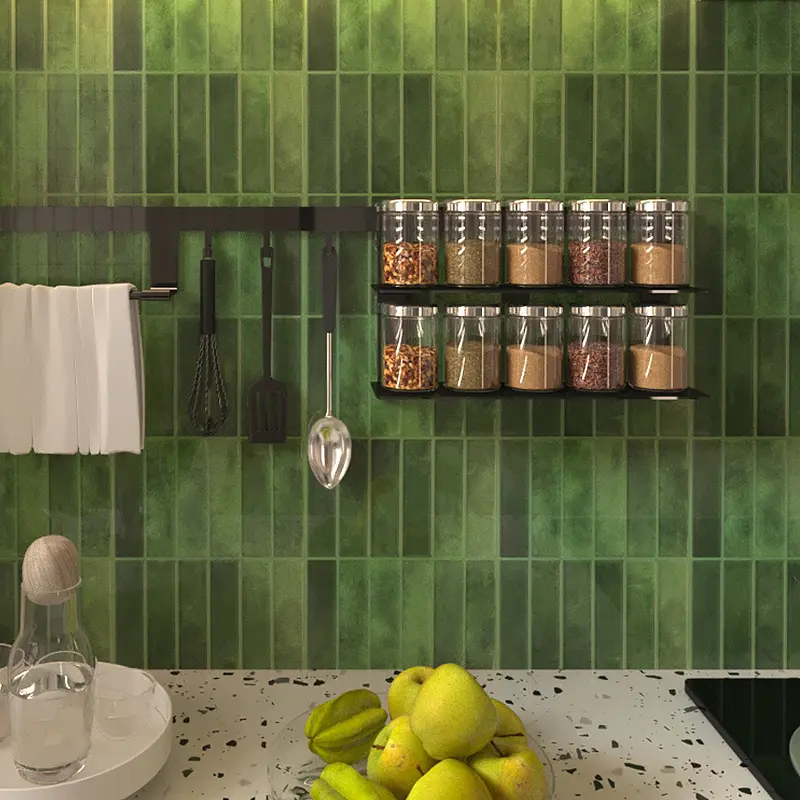 PVC Peel and Stick mattonelle da parete per cucina Backsplash in vinile bagno autoadesivo piastrelle in ceramica verde