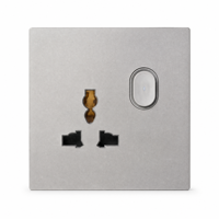 Prise murale multifonction universelle avec interrupteur, 1 prise multipin avec interrupteur pour prises internationales, gris