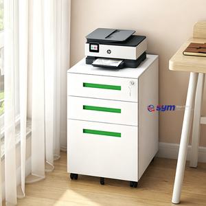 Meuble de rangement <span class=keywords><strong>mobile</strong></span> en acier à tiroirs profonds, armoire de classement métallique sous bureau avec barres de suspension réglables pour le rangement de <span class=keywords><strong>dossiers</strong></span> A4 - Product Image 5