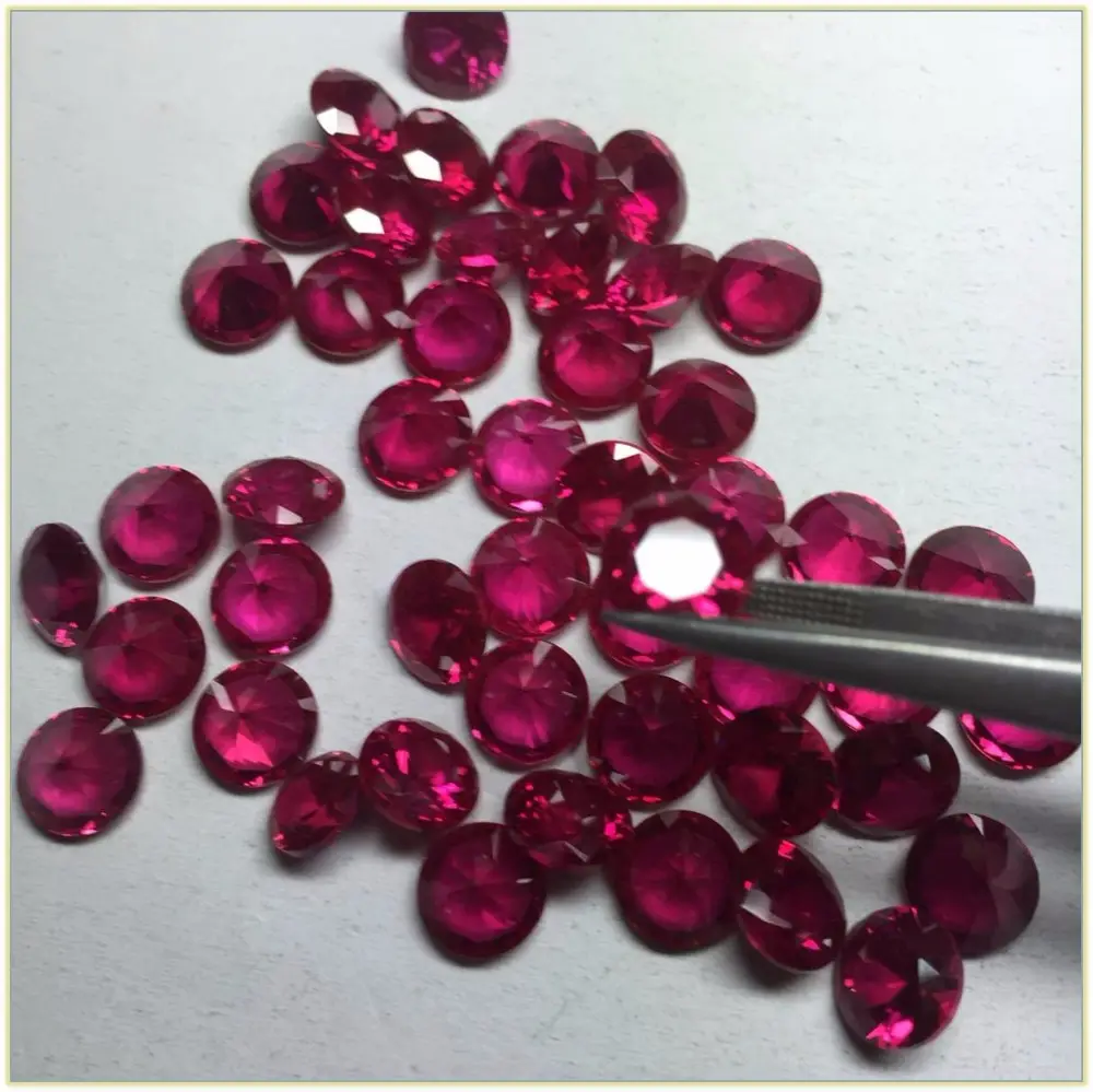Wholesale Factory Price Excellent Ruby Round Shape 5# Loose Synthetic Ruby Stone for making jewelry
