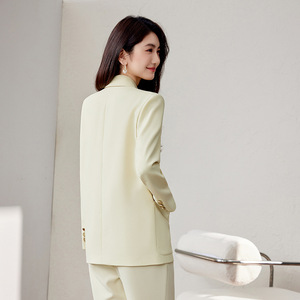 Women's Double-breasted Suit Set Solid Color Satin Anti-wrinkle Professional Casual Wear - Product Image 4