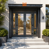 Portes doubles en verre à rupture de pont thermique WANJIA pour maisons, portes d'entrée en aluminium, portes françaises à battants en verre