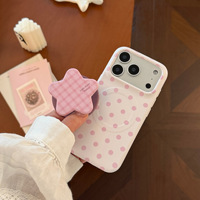 Coques de téléphone portable en film avec support magnétique à pois roses et motifs étoiles pour 17/17 Pro Max/16/15/13