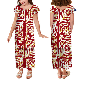 Custom Pacific Island Art Design Samoan Kids Puletasi Set Niñas Vestido Diseño marino Conch Starfish Impresión Niños Ropa 2PCs - Product Image 4