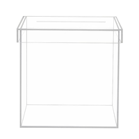 Boîte de présentation d'argent cadeau Lucite en acrylique transparent élégant de 10 pouces avec couvercle Boîte de cartes d'invitation de mariage en acrylique avec fente