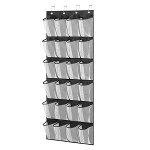 Organisateur de chaussures pliable à suspendre sur la porte, 24 poches en maille respirante, rangement gain de place pour placard, capacité de 40 lb, 150x56cm, multi-usages - Product Image 4