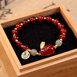 Fashion Imitation Jade <b>Red</b> Rabbit <b>Bracelet</b> Natural Crystal Gemstone Beads Gold Handmade Vintage <b>Red</b> Agate <b>Bracelet</b> - Product Image 4